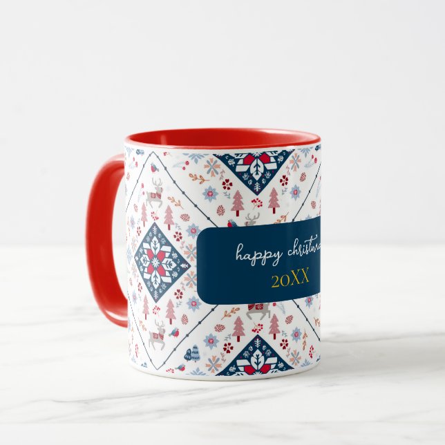 Nordiska julen med Reindeer och Snöflingor Mugg (Framsida vänster)