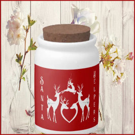 Nordiska julrenar White Santa Helpers Red Godisskål