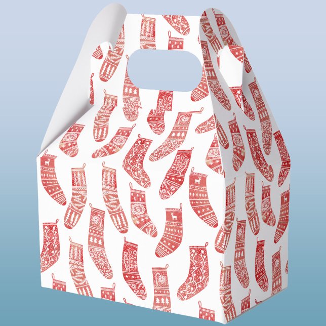 Nordiska lager Skandinavian jul Red White Presentaskar (Nordic Scandinavian red and white stockings gift box)