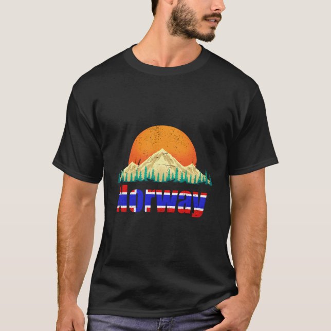 Nordiska Land norska Flagga bergen Norge T Shirt (Framsida)