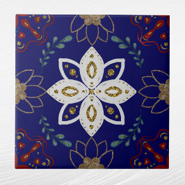 Nordiska marinens Blommigt Design Watercolor Folk Kakelplatta