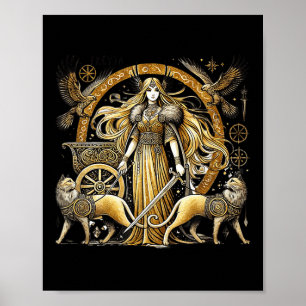 Nordiska mytiska kreationer Freyja Norse Goddess L Poster