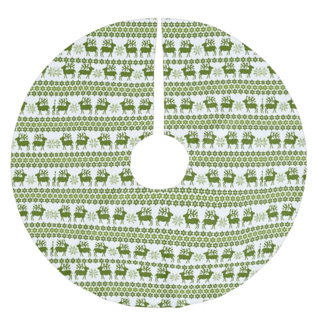 Nordiska renar och Snöflingor Julgransmatta Borstad Polyester (Framsidan)