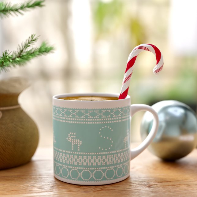 Nordiska rener Teal Scandinavian Espresso Kopp Espressomugg (Grab a cup of your favorite brew & embrace the joy of the season with this festive teal espresso cup)