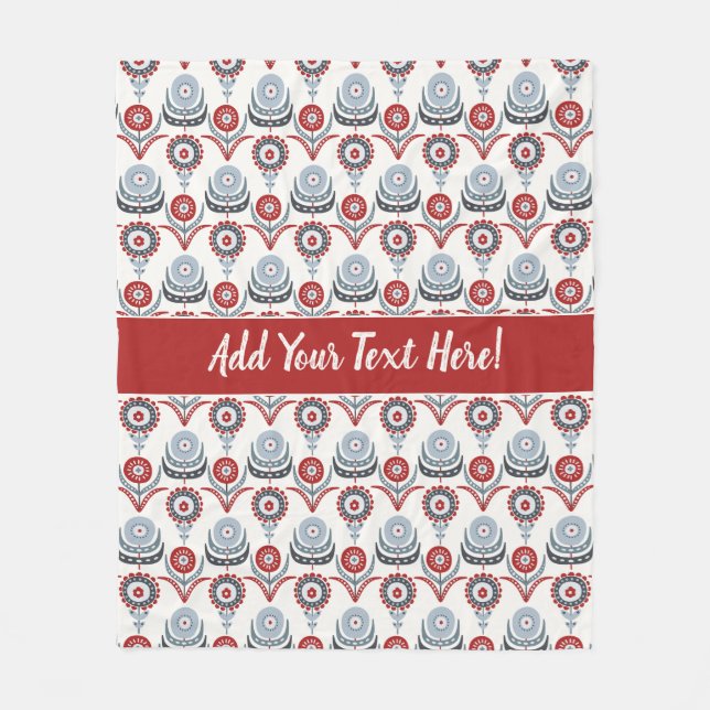 Nordiska Rött vitt blått Grått av kol Fleecefilt (Framsidan)