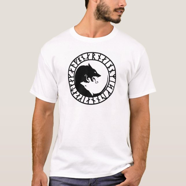 Nordiska runor för Runic förfärliga vargviking Tee (Framsida)