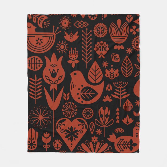 Nordiska Skandinaviska folkgruppen Mönster Art Fleecefilt (Framsidan)