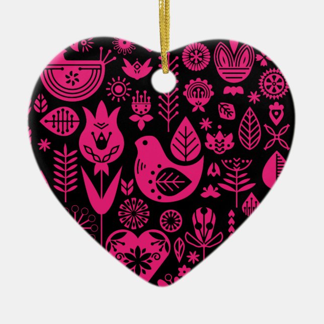 Nordiska Skandinaviska folkgruppen Mönster Art Julgransprydnad Keramik (Framsidan)