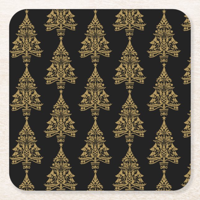 Nordiska Skandinaviska Julgran-Dekorationer Underlägg Papper Kvadrat (Framsidan)