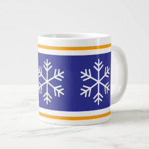 Nordiska snöflingor djupblå orange vita ränder jumbo mugg