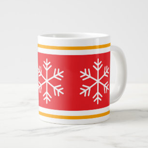 Nordiska snöflingor Ljust röda Orangea Vita Ränder Jumbo Mugg