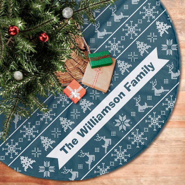 Nordiska Sticka Ugly Sweater Modern Navy White Nam Julgransmatta Fleece (Skapare uppladdad)