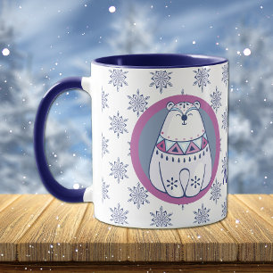 Nordiska Stil Snögubbe och Polar Bear Personlig Mugg