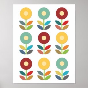 Nordiska stilStems och blommor Poster
