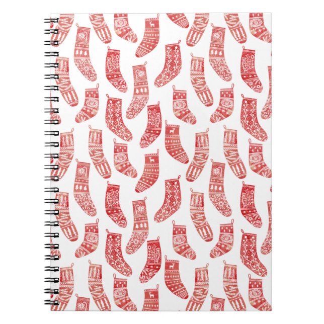 Nordiska Stockings Red and White Anteckningsbok (Framsidan)