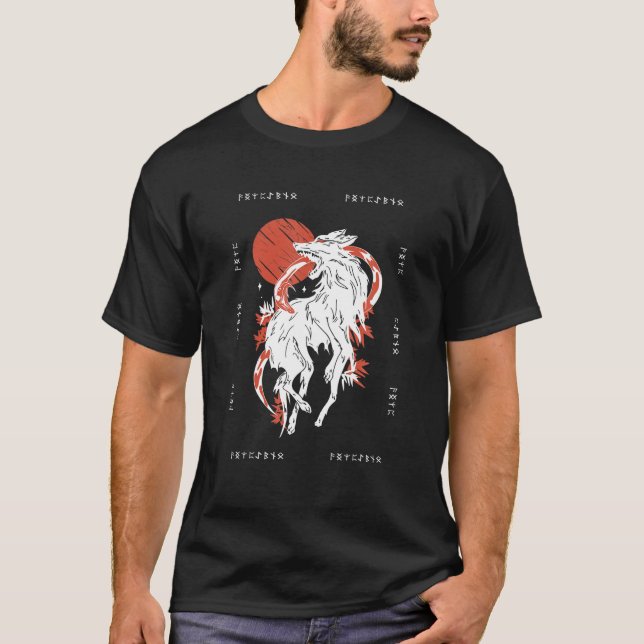 Nordiska Vargen Mönster Hundar Älskare och Varg Pa T Shirt (Framsida)