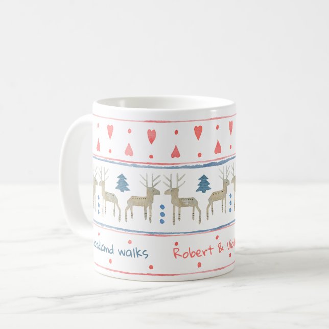 Nordiska vinter Woodland med Anpassningsbar Text o Kaffemugg (Framsida vänster)