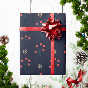 Nordiska vinterberry och snöflingor presentpapper