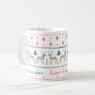 Nordiska vintern Woodland med Anpassningsbar Text Kaffemugg