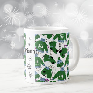 Nordiska vintersötare och Mittens Grönt Jumbo Mugg