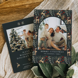 Nordiskt 2-foto-julkort Boho Scandi Helgdag Julkort