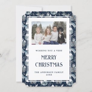 Nordiskt foxblått foto-God jul-kort Julkort