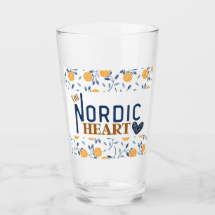 Nordiskt hjärtblått och Gult Pint Glass Glaskopp