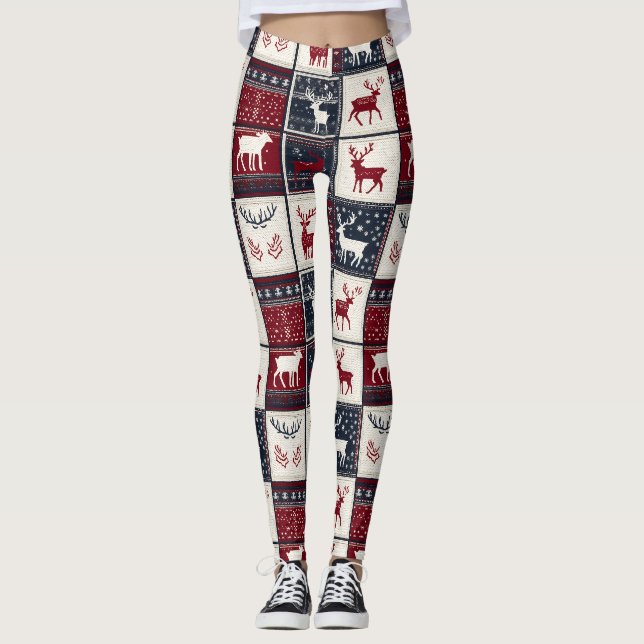 Nordiskt jullappverk | KnTED Reindeer Leggings (Framsida)
