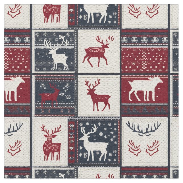 Nordiskt jullappverk | KnTED Reindeer Tyg (Närbild)