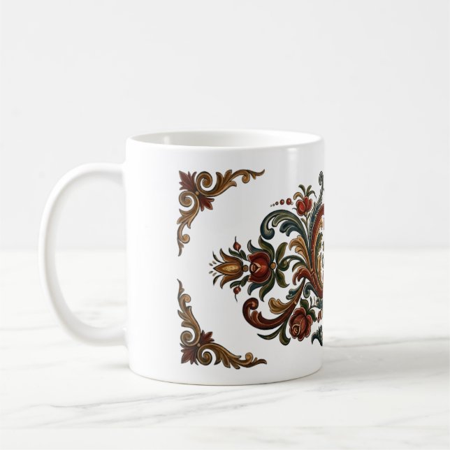 Nordiskt kulturarv Rosemaling Hjärtmugg - En klunk Kaffemugg (Vänster)