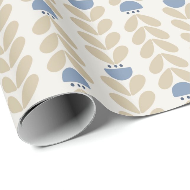 Nordiskt lagerblommigt randmönster presentpapper (Rullad Hörn)