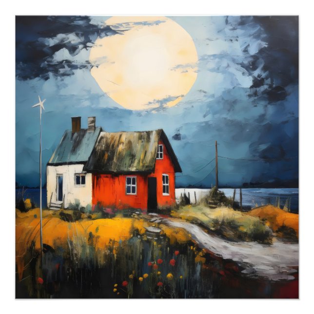 Nordiskt liggande, färgstarkt fototryck (Framsidan)