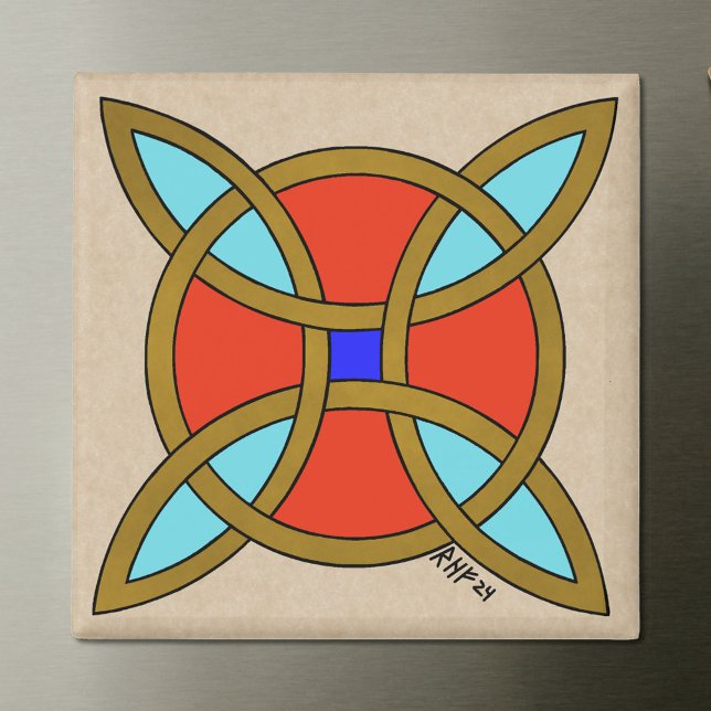 Nordiskt skydd mot kök eller Witch Knot Magnet (Nordic Protection from Witchcraft or Witch's Knot Magnet on Steel Fridge)