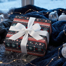 Nordiskt snöflinga Fair Isle julpresentpapper