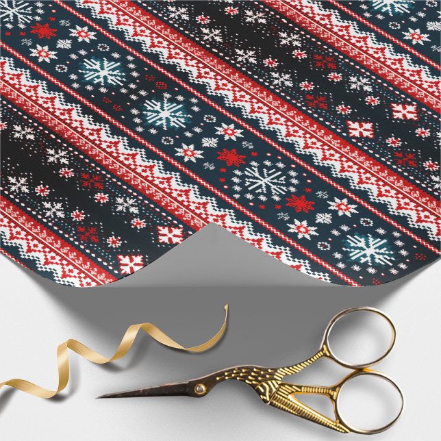 Nordiskt snöflinga Fair Isle julpresentpapper Presentpapper (Skapare uppladdad)