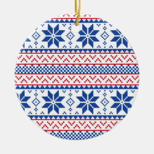 Nordiskt snöflingorjulmönster julgransprydnad keramik