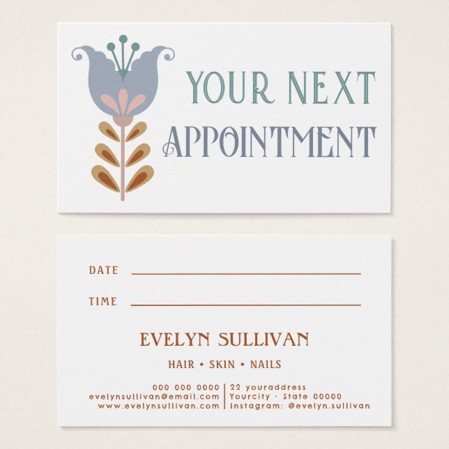 Nordiskt visitkort för konstblomning (Framsida & baksida)