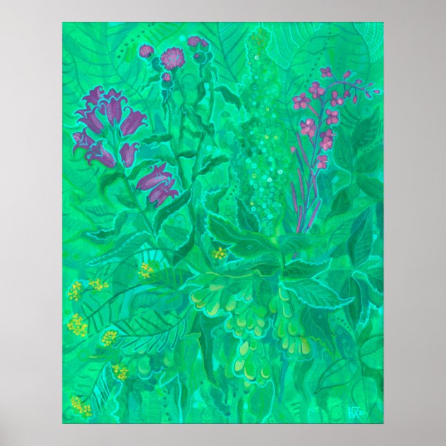 Nordjdblommor Sommfärfärfärsk Blommigt Målning Poster (Framsidan)