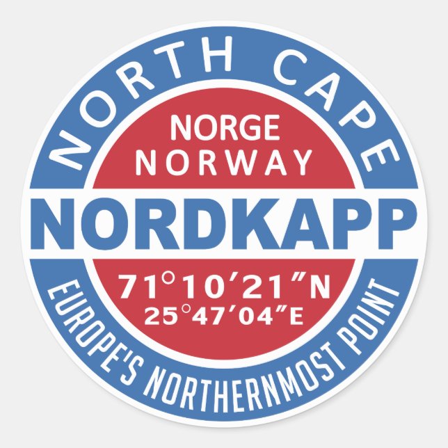 NORDKAPP-Norgar Runt Klistermärke (Framsida)