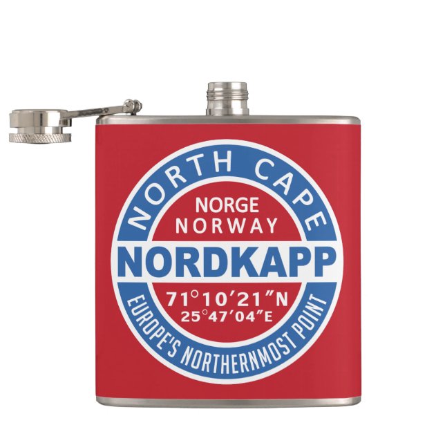 NORDKAPP Norge anpassningsbar monogramkolv Fickplunta (Öppnad)