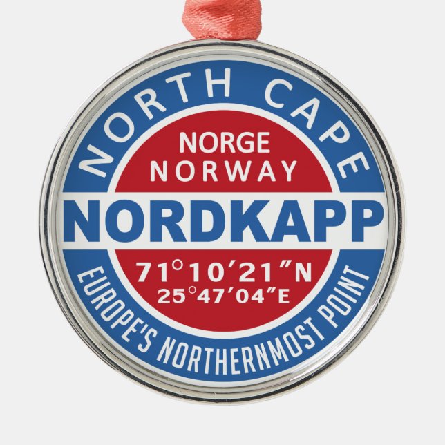 NORDKAPP-Norge Julgransprydnad Metall (Framsidan)