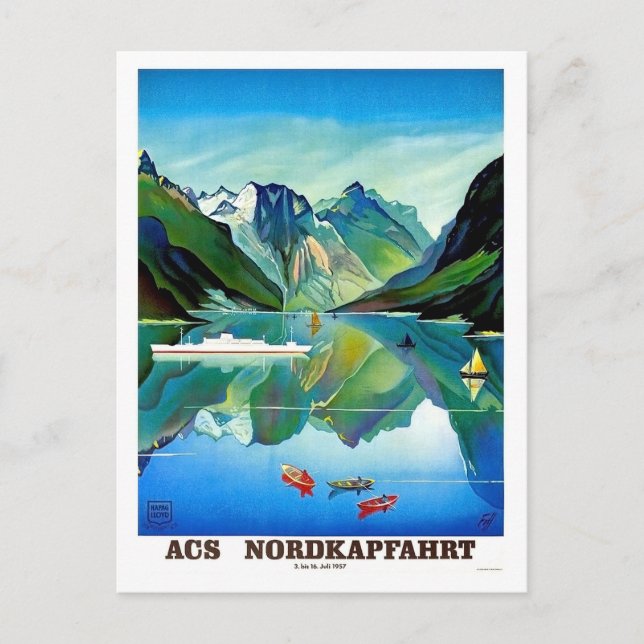 Nordkapp, Norge, segelbana frakt, bergslandskap Vykort (Framsida)