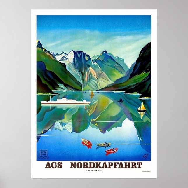 Nordkapp, Norge, segelfartyg, bergslandschaft Poster (Framsidan)