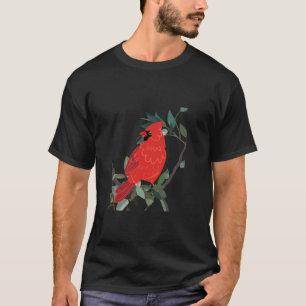 Nordkardinalrödfågel vid träd gren Long Sle T Shirt