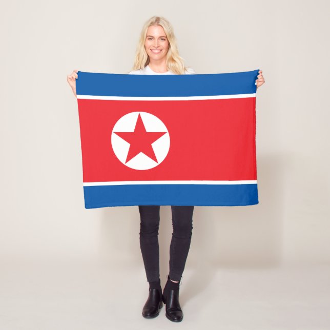 Nordkorea Flagga Fleecefilt (På plats)