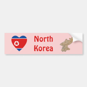 Nordkorea Flagga Hjärta + Karta Bildäckslapp Bildekal
