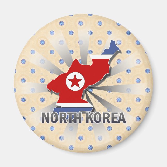 Nordkorea Flagga Karta 2.0 Magnet (Framsidan)
