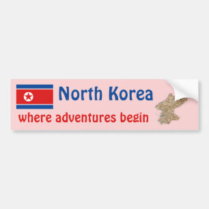 Nordkorea flagga + Kartabildekal Bildekal