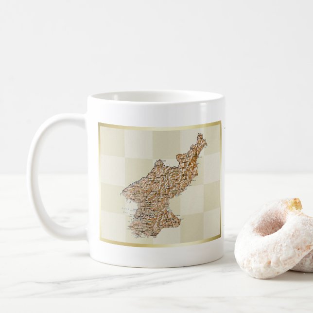 Nordkorea Flagga + Kartmugg Kaffemugg (Med munk)