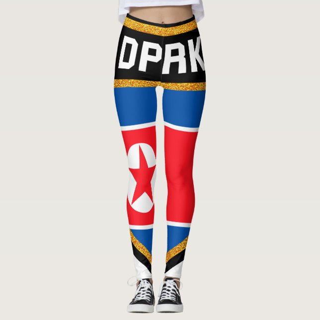 Nordkorea Flagga Leggings (Framsida)